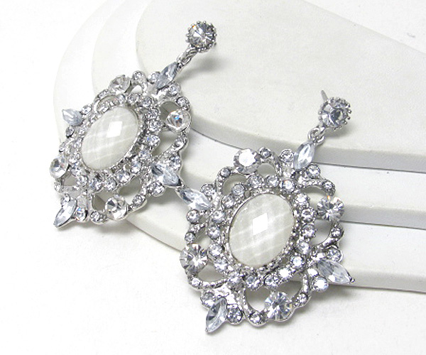 Multi crystal and facet glass marquis earring