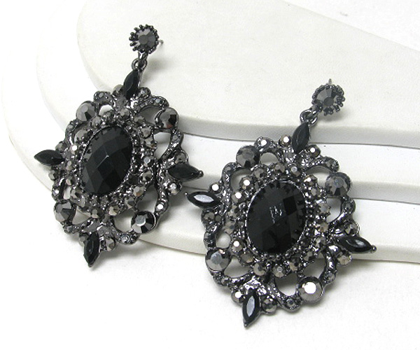 Multi crystal and facet glass marquis earring