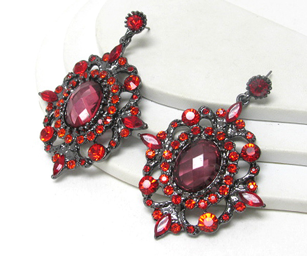 Multi crystal and facet glass marquis earring