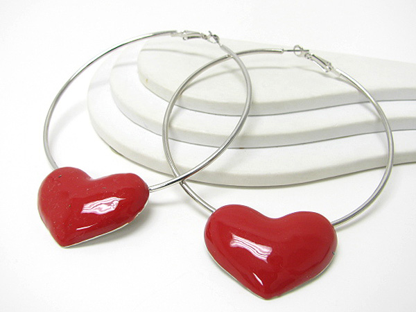 3 inch hoop valentine heart earring - hoops