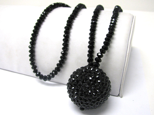 Facet glass beads cluster ball long neckalce