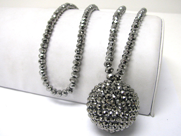 Multi strand basll chain link long necklace earring set