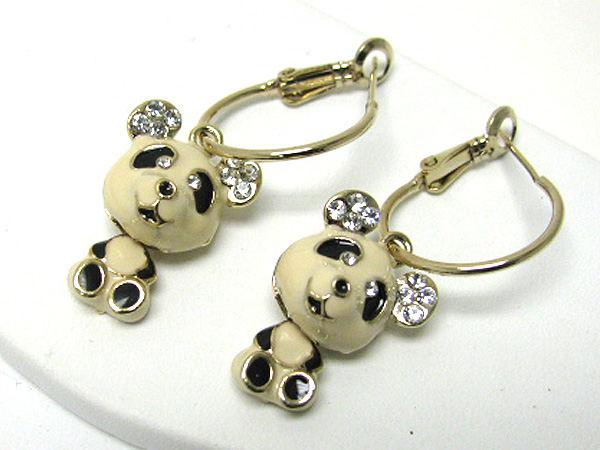 Crystal and epoxy bear dangle earring