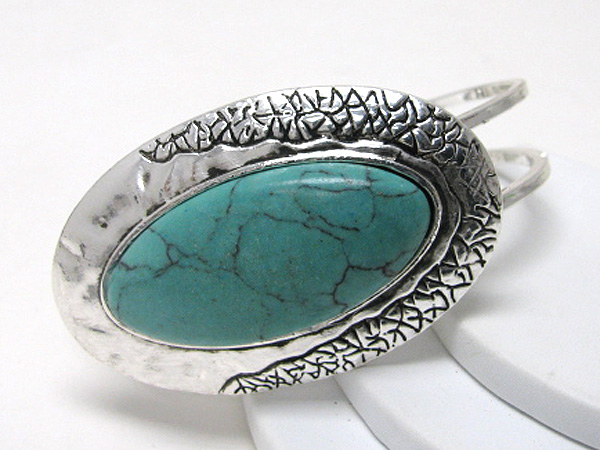 Turquoise stone oval top cuff bangle