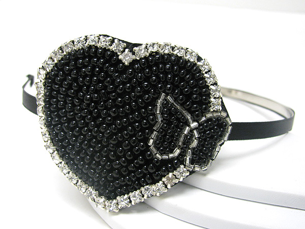 Crystal edge sead beads deco heart headband