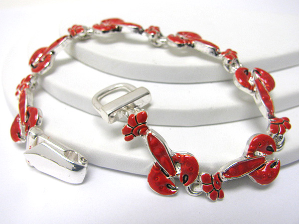 Metal epoxy lobster lover theme magnetic clasp bracelet