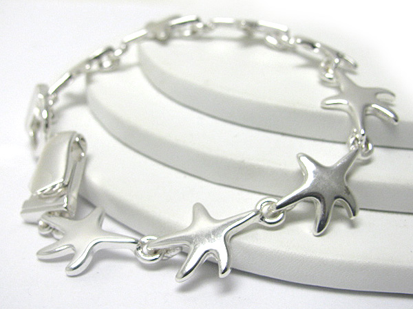 Starfish theme metal link magnetic clasp bracelet