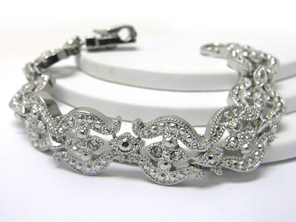 Marcasite look filigree metal link bracelet