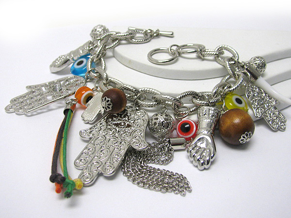 Multi hamsa theme toggle bracelet 