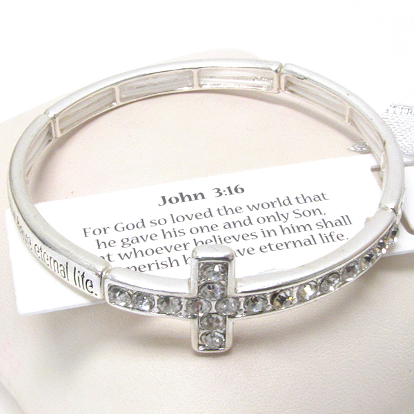 Cross religious message strtch bracelet - john 3:16