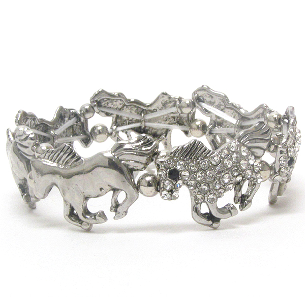 Crystal multi horse stretch bracelet