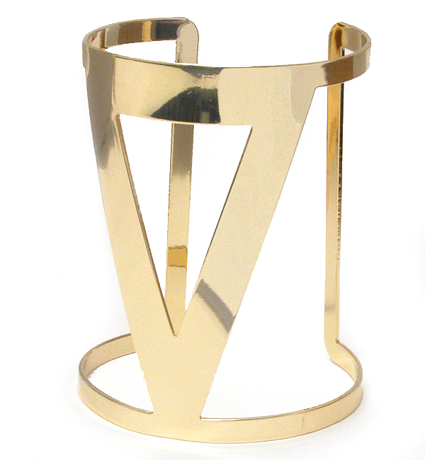 Metal chevron wide bangle bracelet