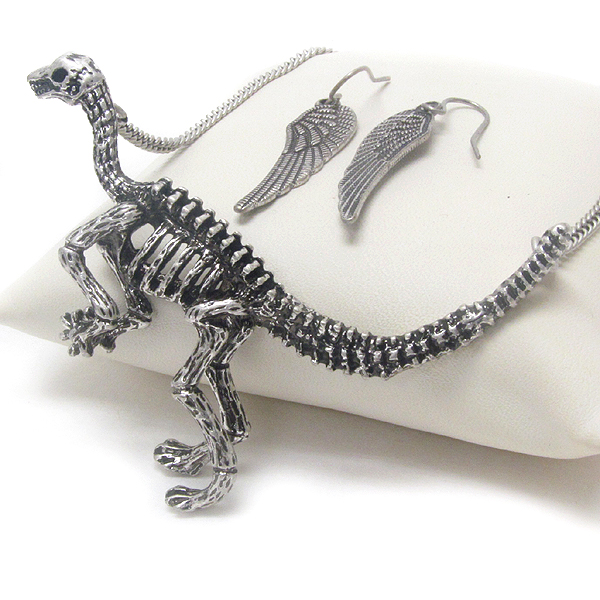 Dinosaur pendant necklace earring set