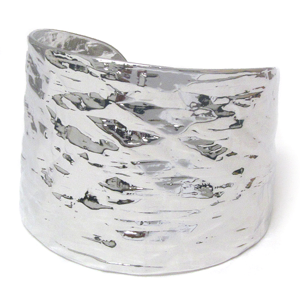 Hammered metal wide bangle bracelet