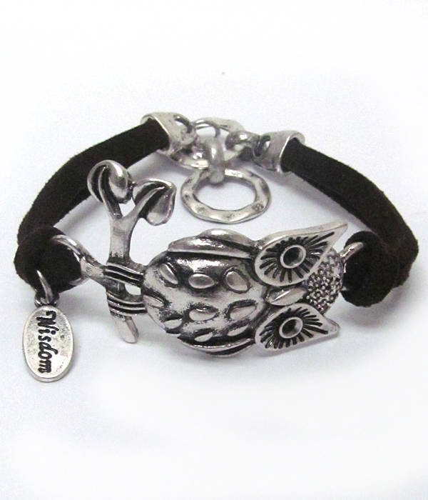 Owl wisdom suede bracelet