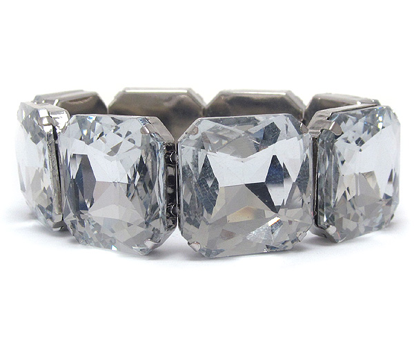 Square facet glass patearn stretch bracelet 