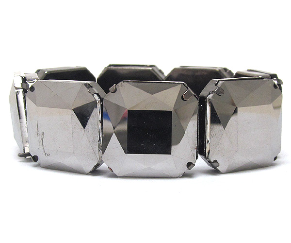 Square facet glass patearn stretch bracelet