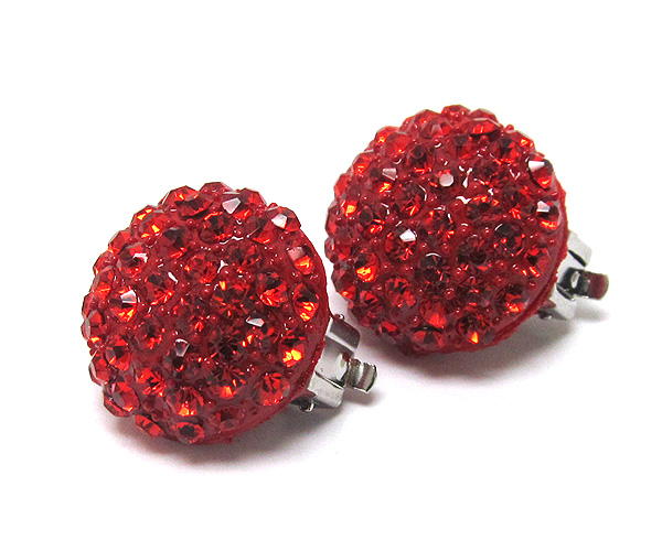 Crystal stud half ball clip earring