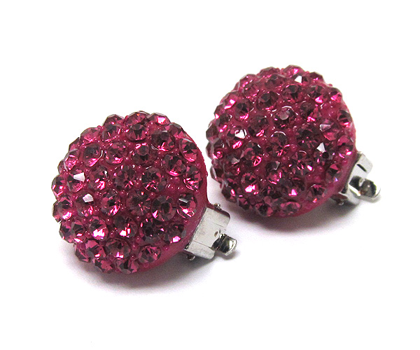 Crystal stud half ball clip earring