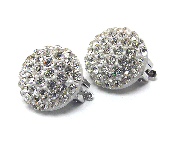 Crystal stud half ball clip earring