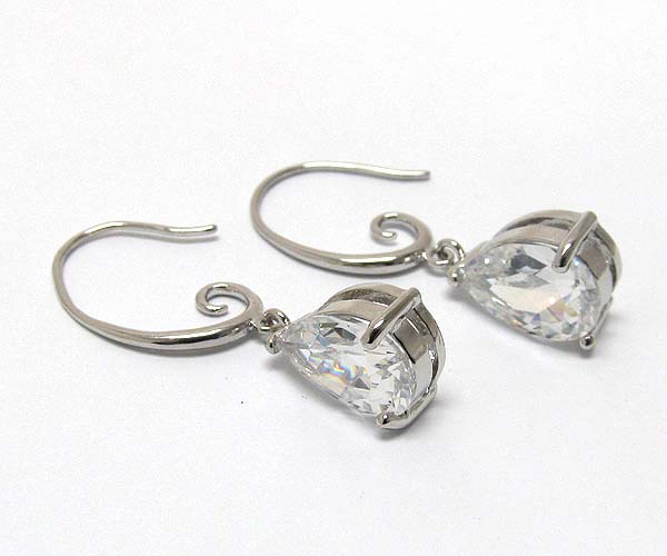 Tear drop crystal snail look earring