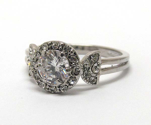 Round crystal engagement style ring 