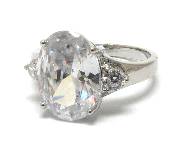 Oval cubic zirconia engagement style ring 