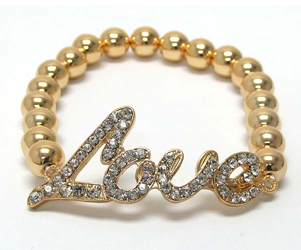 Crystal love theme with multi metal balls stretch bracelet