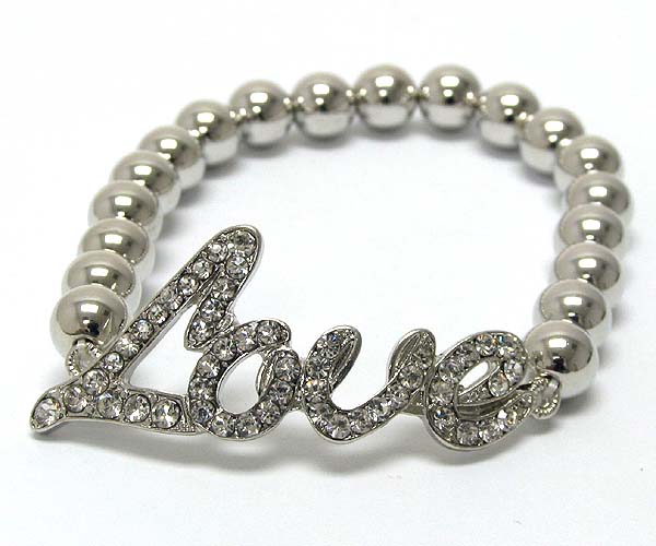 Crystal love theme with multi metal balls stretch bracelet