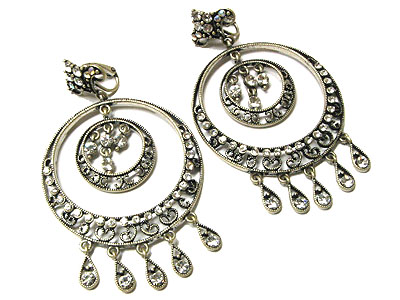 Boutique style genuine austrian crystal double hoop earring - hoops