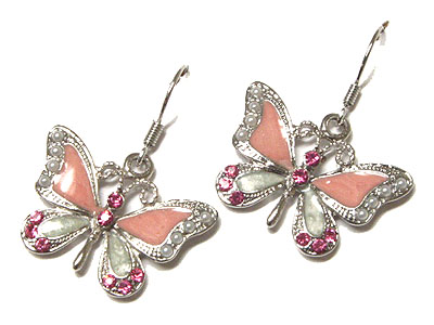 Crystal epoxy butterfly earring