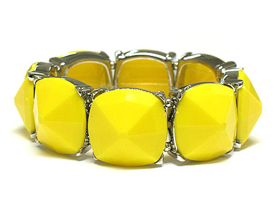 Facet acryl metal stretch bracelet