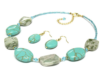 Semi precious gemstone necklace and earring set