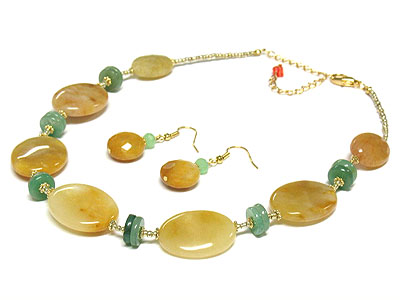 Semi precious gemstone necklace and earring set