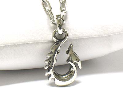 Casting metal hook shape pendant necklace