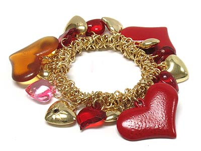 Multi shape heart charmsa stretch bracelet