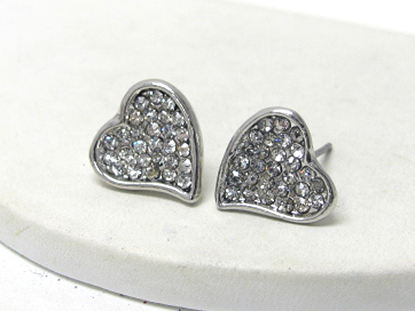 Crystal stud heart earring -valentine