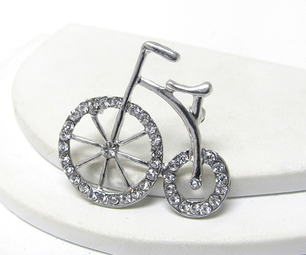 Crystal wheel bicycle pin or brooch