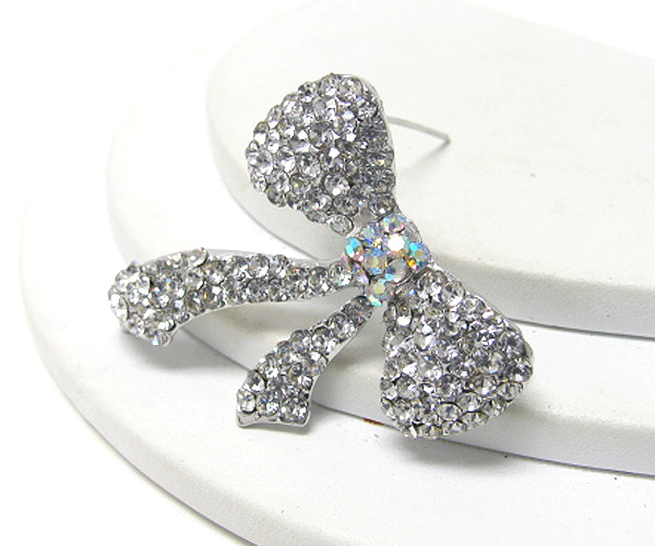 Crystal stud ribbon pin or brooch