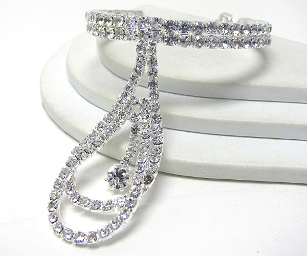 Rhinestone deco drop and double line stretch bracelet