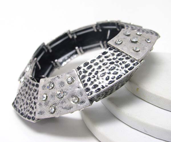 Architectural style crystal deco stretch bracelet