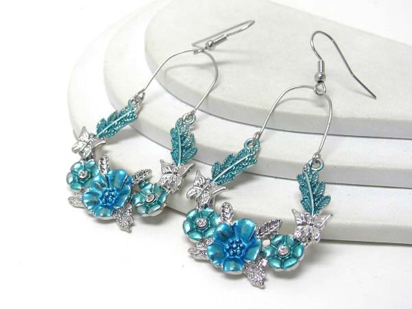 Crystal deco multi flower and butterfly earring