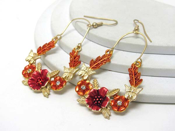 Crystal deco multi flower and butterfly earring