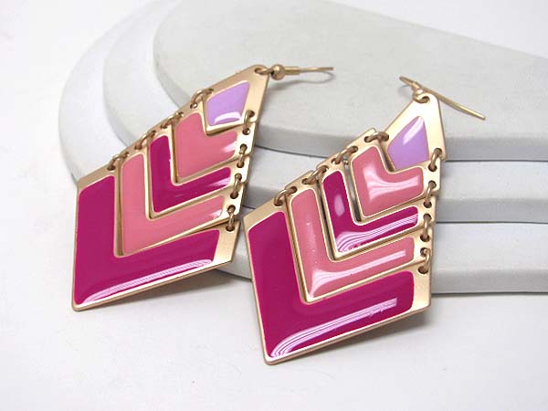 Eopxy deco multi v shape metal link drop earring 