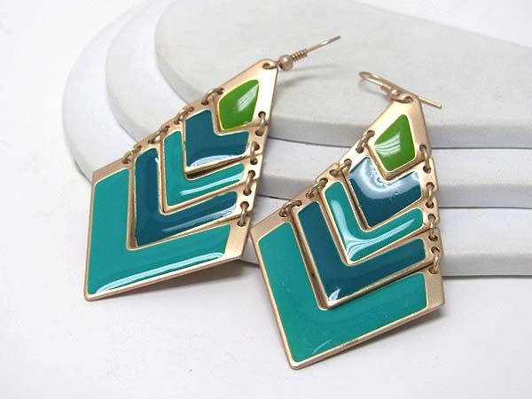 Eopxy deco multi v shape metal link drop earring 