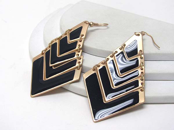 Eopxy deco multi v shape metal link drop earring 