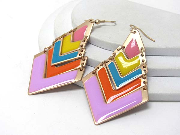 Eopxy deco multi v shape metal link drop earring