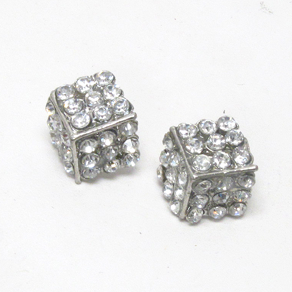 Crystal deco half cube stud earring