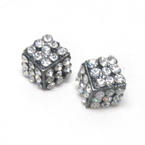 Crystal deco half cube stud earring