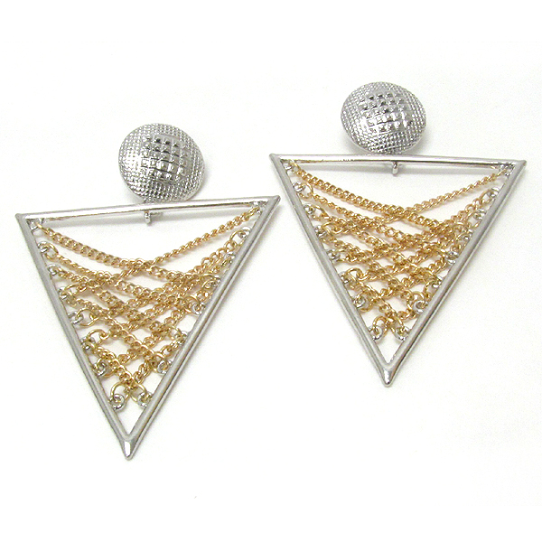 Wired triangle and chain inside deco earring